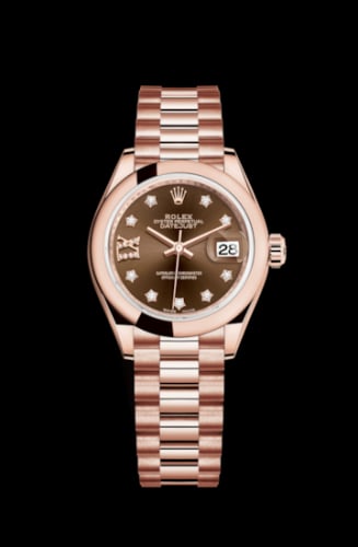 Rolex Lady-Datejust 28 Everose Domed / President / Chocolate Diamond