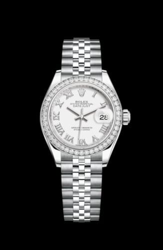 Rolex Lady-Datejust 28 Stainless Steel / Diamond / White - Roman / Jubilee