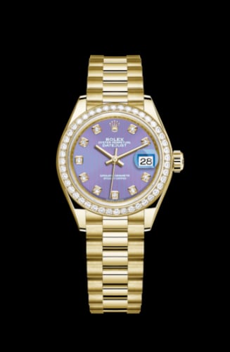 Rolex Lady-Datejust 28 Yellow Gold Diamond / President / Lavender Diamond