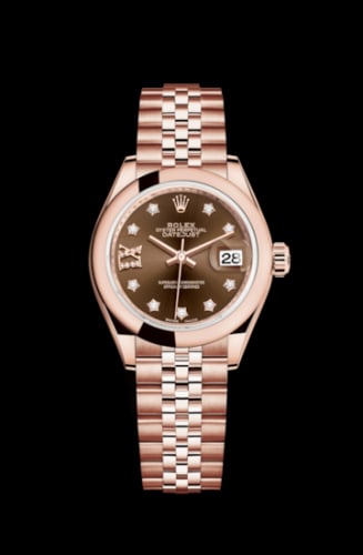Rolex Lady-Datejust 28 Everose Domed / Jubilee / Chocolate Diamond