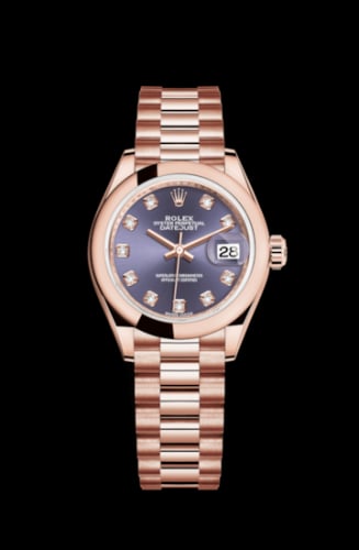 Rolex Lady-Datejust 28 Everose Domed / President / Aubergine
