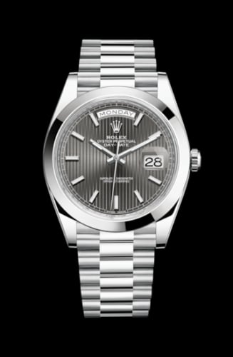 Rolex Day-Date 40 Platinum / Grey Tuxedo