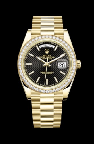 Rolex Day-Date 40 Yellow Gold / Diamond / Black