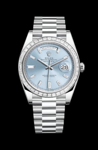 Rolex Day-Date 40 Platinum - Baguette / Ice Blue - Baguette
