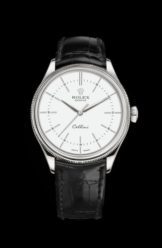 Rolex Cellini Time White Gold / White / Alligator Black