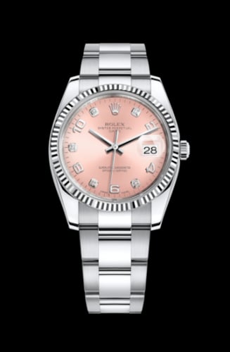 Rolex Oyster Perpetual Date 34 Stainless Steel Fluted / Oyster / Pink Arabic