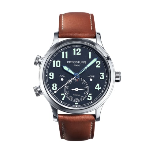 Patek Philippe Calatrava Pilot Travel Time 5524 Tiffany White Gold / Blue