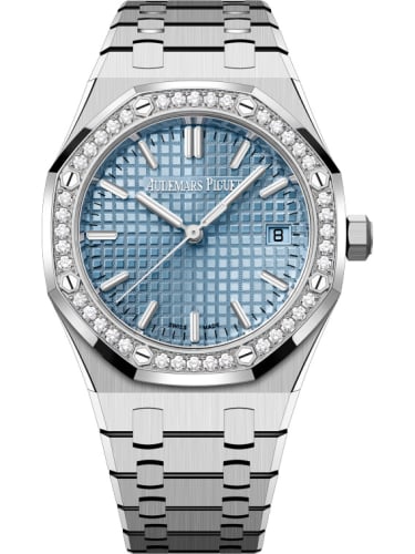 Audemars Piguet Royal Oak Selfwinding 34 Stainless Steel - Diamond / Ice Blue / Bracelet / 50th Anniversary