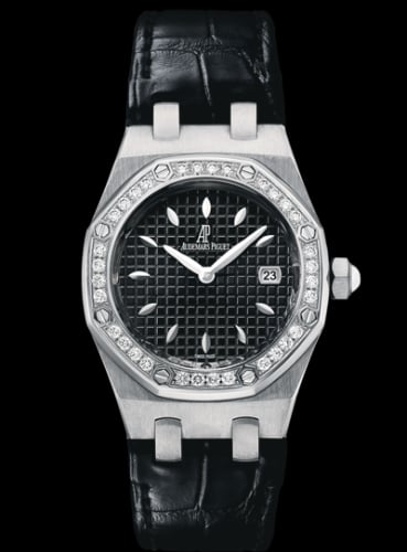 Audemars Piguet Royal Oak Quartz 67621 Stainless Steel / Diamond / Black / Alligator