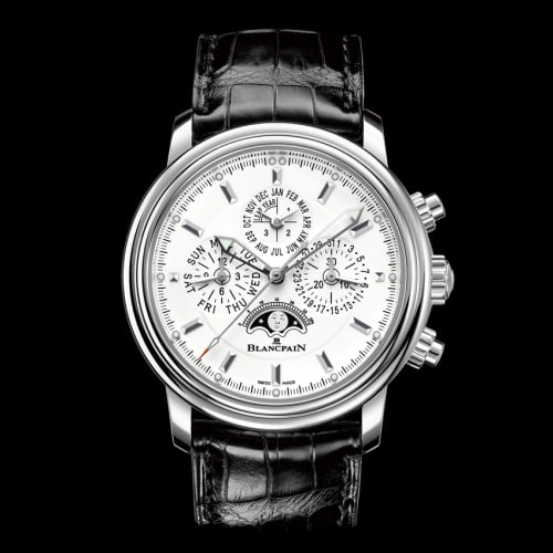 Blancpain Léman Chronographe Flyback Quantième Perpétuel Stainless Steel / White / Alligator