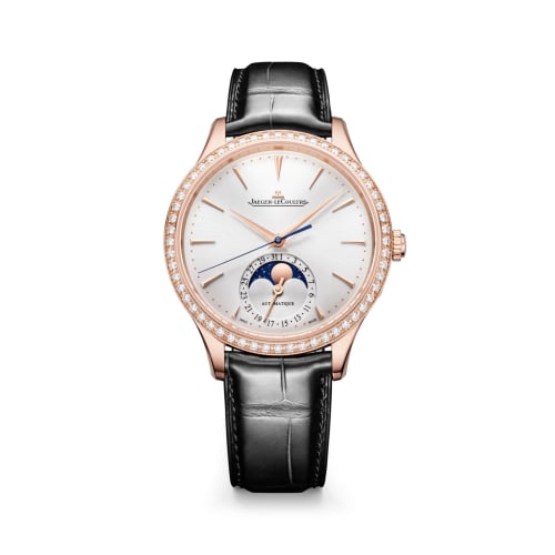 Jaeger-LeCoultre Master Ultra Thin Moon 36 Pink Gold - Diamond / Silver / Alligator