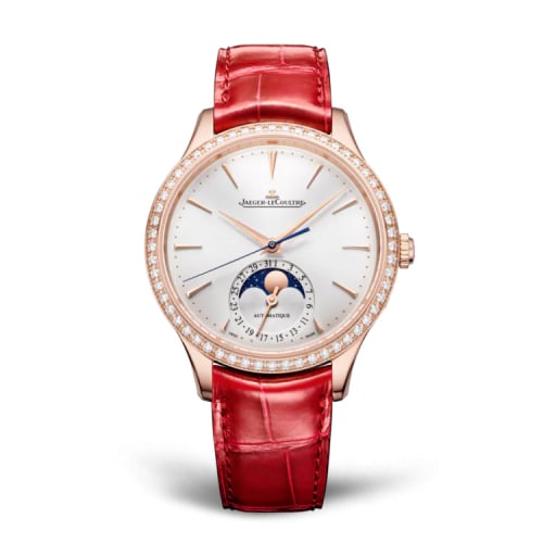 Jaeger-LeCoultre Master Ultra Thin Moon 36 Pink Gold - Diamond / Silver / Alligator