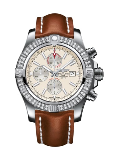 Breitling Super Avenger II Stainless Steel / Diamond / Stratus Silver / Calf / Pin