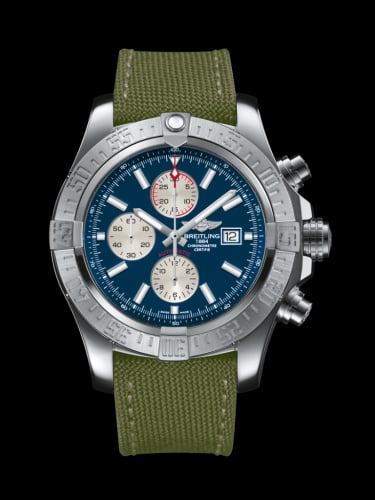 Breitling Super Avenger II Stainless Steel / Mariner Blue / Military / Pin