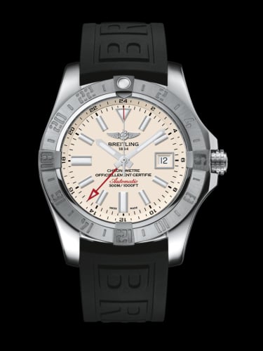 Breitling Avenger II GMT Stainless Steel / Stratus Silver / Rubber / Pin