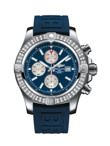 Breitling Super Avenger II Stainless Steel / Diamond / Mariner Blue / Rubber / Pin