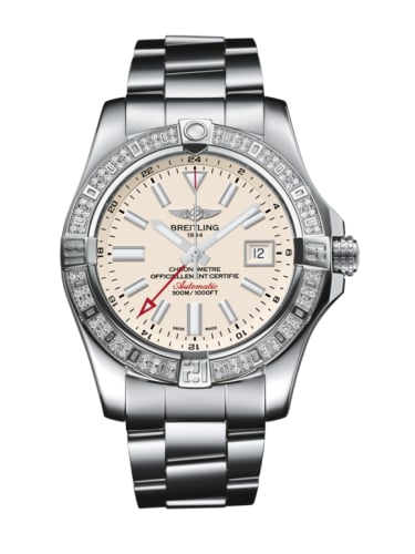 Breitling Avenger II GMT Stainless Steel / Diamond / Stratus Silver / Bracelet