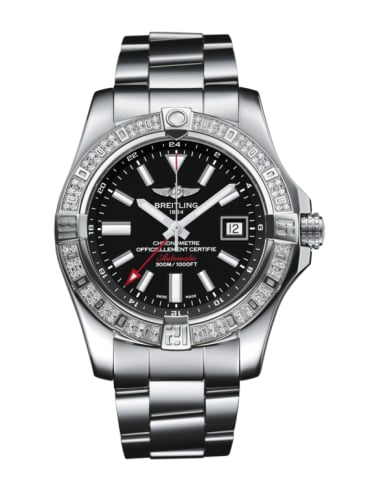 Breitling Avenger II GMT Stainless Steel / Diamond / Volcano Black / Bracelet