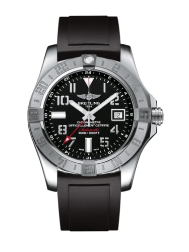 Breitling Avenger II GMT Stainless Steel / Volcano Black / Rubber