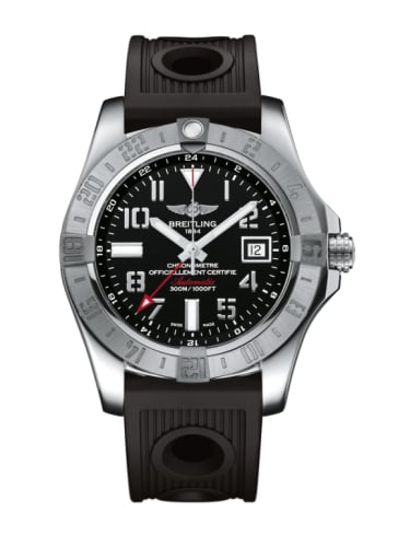 Breitling Avenger II GMT Stainless Steel / Volcano Black / Rubber