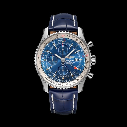 Breitling Navitimer World Stainless Steel / Blue / Croco / Pin