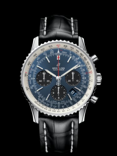 Breitling Navitimer 1 B01 Chronograph 43 Stainless Steel / Blue / Croco / Folding