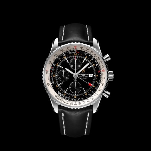 Breitling Navitimer 1 Chronograph GMT Stainless Steel / Black / Calf / Folding