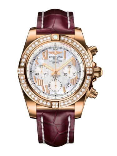 Breitling Chronomat 44 Rose Gold / Diamond / Pearl Roman / Croco