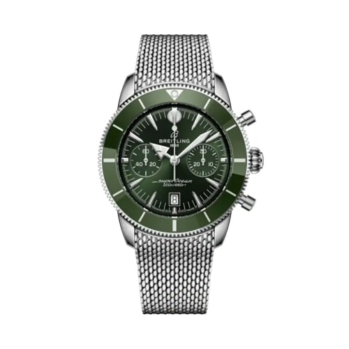 Breitling Superocean Heritage B01 Chronograph 42 Stainless Steel / Green / Milanese