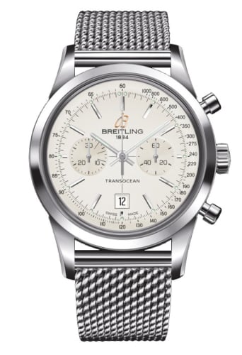 Breitling Transocean Chronograph 38 Silver / Milanese
