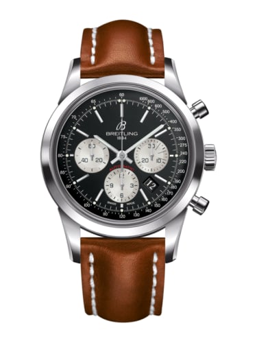 Breitling Transocean Chronograph Stainless Steel / Reverse Panda / Calf / Pin
