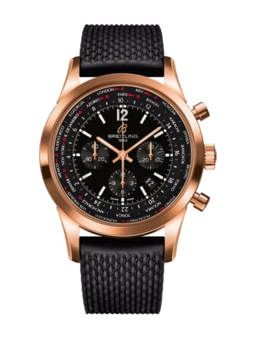 Breitling Transocean Chronograph Unitime Pilot Red Gold / Black / Rubber