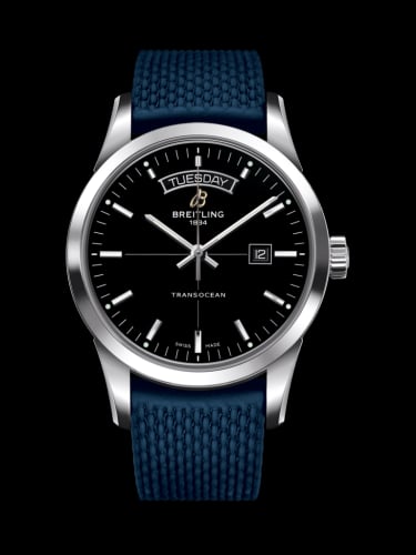 Breitling Transocean Day &amp; Date Stainless Steel / Black / Rubber / Pin