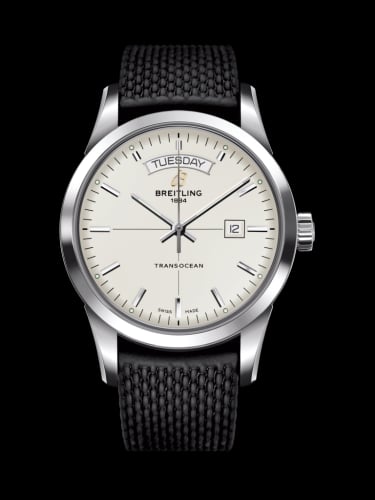 Breitling Transocean Day &amp; Date Stainless Steel / Silver / Rubber / Folding