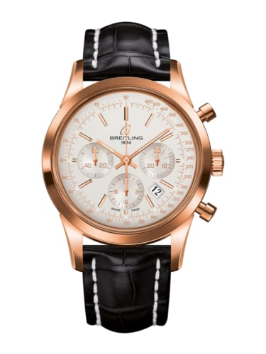 Breitling Transocean Chronograph Red Gold / Silver / Croco