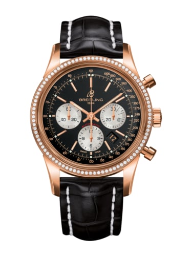 Breitling Transocean Chronograph Red Gold / Diamond / Reverse Panda / Croco
