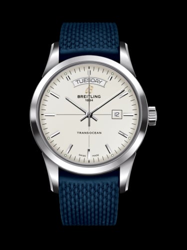 Breitling Transocean Day &amp; Date Stainless Steel / Silver / Rubber / Folding