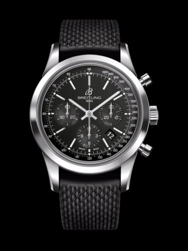 Breitling Transocean Chronograph Stainless Steel / Black / Rubber / Folding