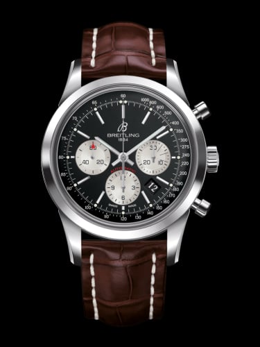 Breitling Transocean Chronograph Stainless Steel / Reverse Panda / Croco / Pin