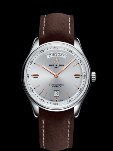 Breitling Premier Automatic Day & Date 40 Stainless Steel / Silver / Nubuck Brown / Folding