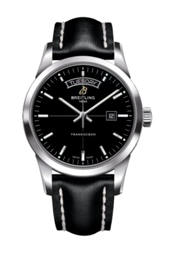 Breitling Transocean Day &amp; Date Stainless Steel / Black / Calf / Pin