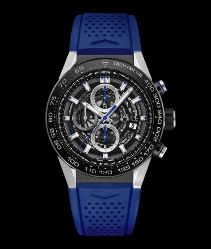 TAG Heuer Carrera Calibre Heuer 01 45 Stainless Steel / Skeleton / Rubber / Blue Touch
