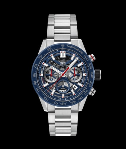 TAG Heuer Carrera Calibre Heuer 02 43 Stainless Steel / Blue Ceramic / Skeleton / Bracelet