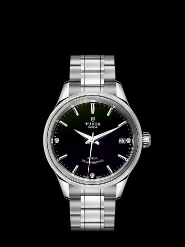 Tudor Style 34 Stainless Steel / Black-Diamond / Bracelet