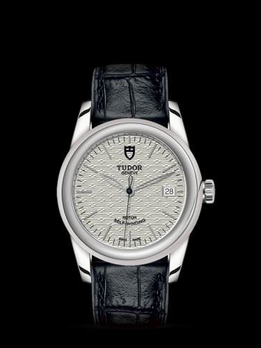 Tudor Glamour Date 36 Stainless Steel / Jacquard Silver / Strap