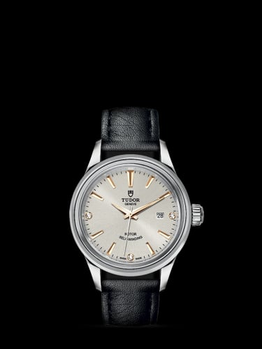 Tudor Style 28 Stainless Steel / Silver-Diamond / Strap