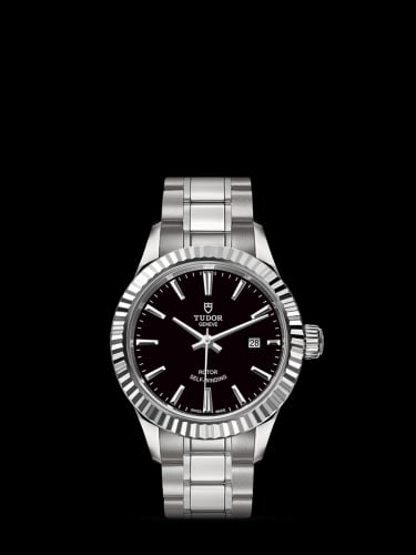 Tudor Style 28 Stainless Steel / Fluted / Black / Bracelet