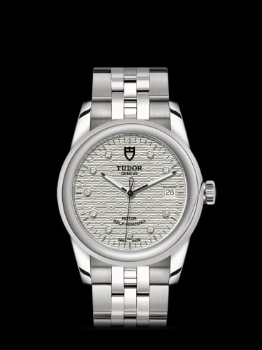 Tudor Glamour Date 36 Stainless Steel / Jacquard Silver-Diamond / Bracelet
