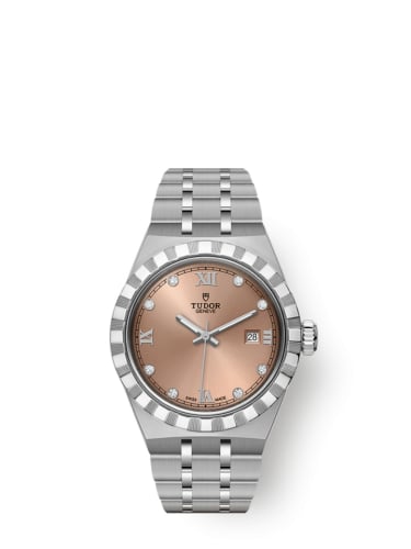 Tudor Royal Date 28 Stainless Steel / Salmon - Diamond
