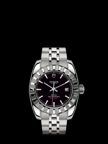 Tudor Classic 28 Stainless Steel / Fluted / Black / Bracelet